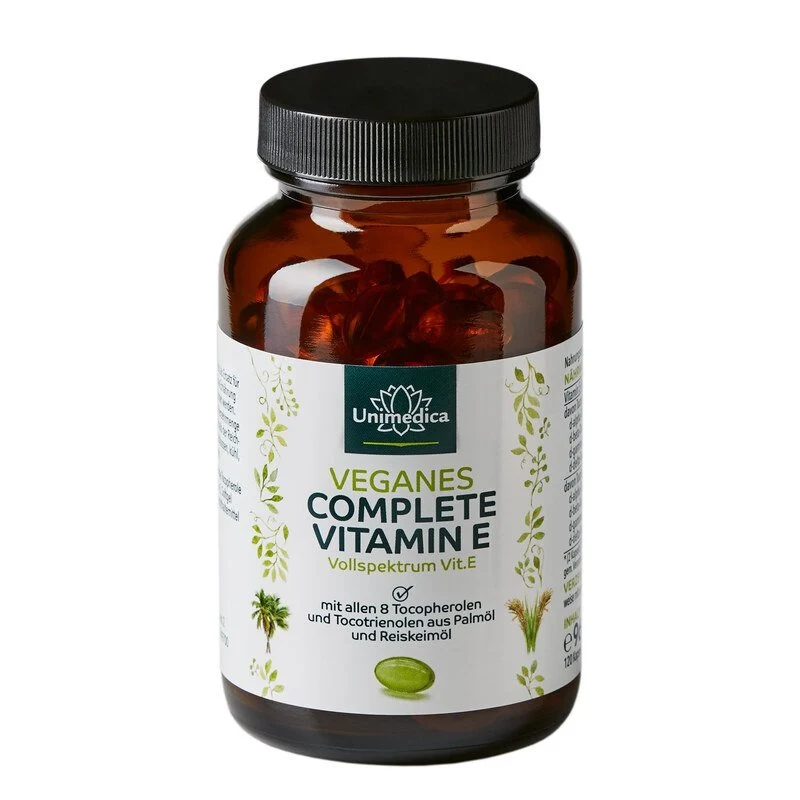Vitamin E Complete - Vegan mit allen 8 Vitamin E-Formen: Tocopherole und Tocotrienole - 120 Kapseln